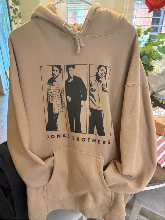 Tops - Jonas Brothers Beige Graphic Hoodie